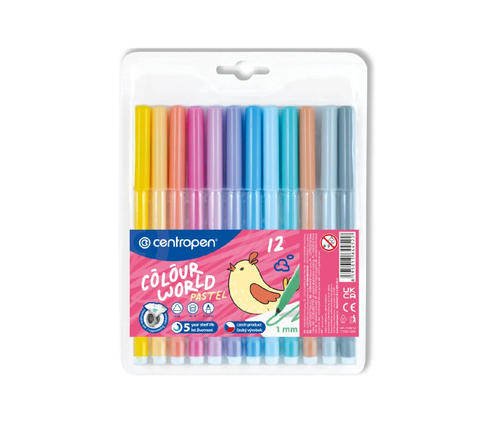 Fixy CENTROPEN 12 barev trojhranné PASTEL