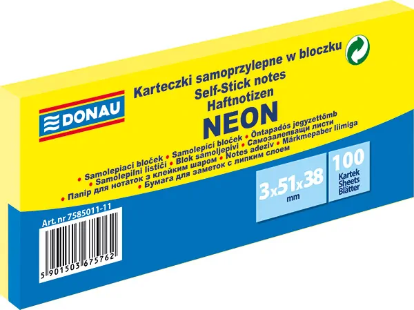 SAMOLEPÍCÍ BLOČEK 51X38 3X100 LISTŮ ŽLUTÁ