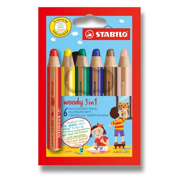 VÝCEÚČELOVÉ PASTELKY STABILO WOODY 3IN1 6KS