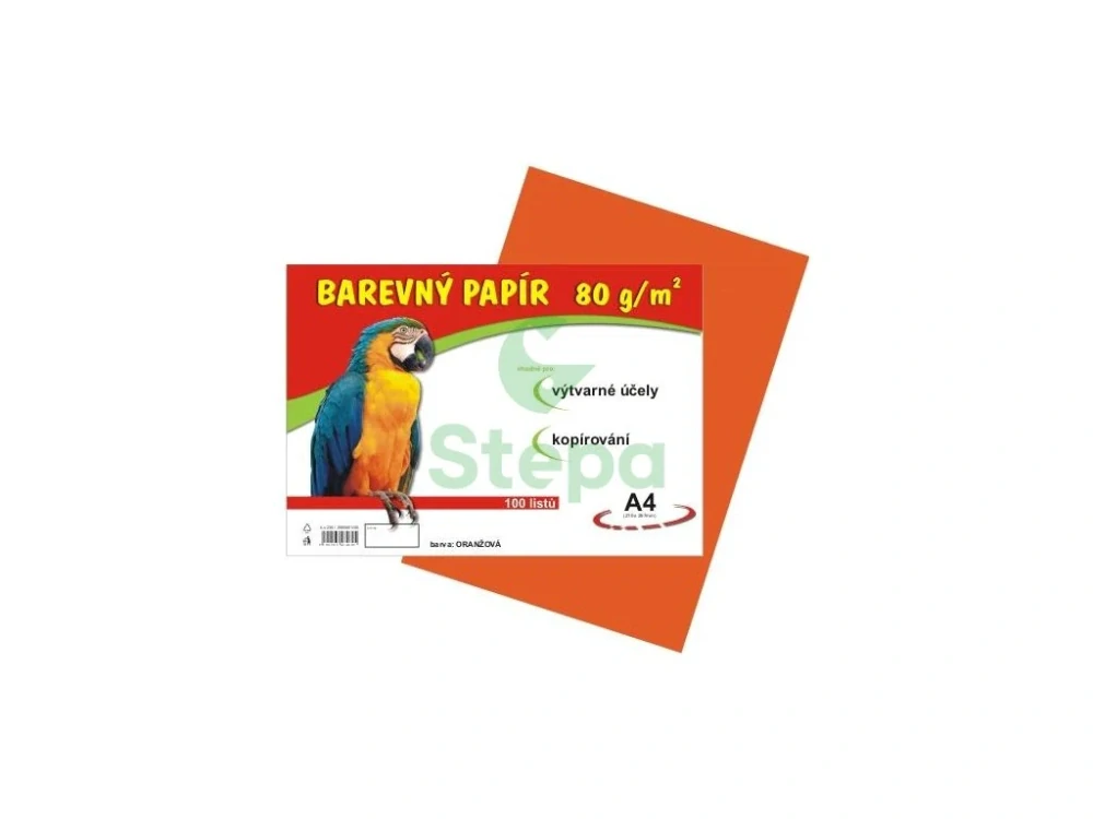 Barevný papír - oranžový, A4, 80g