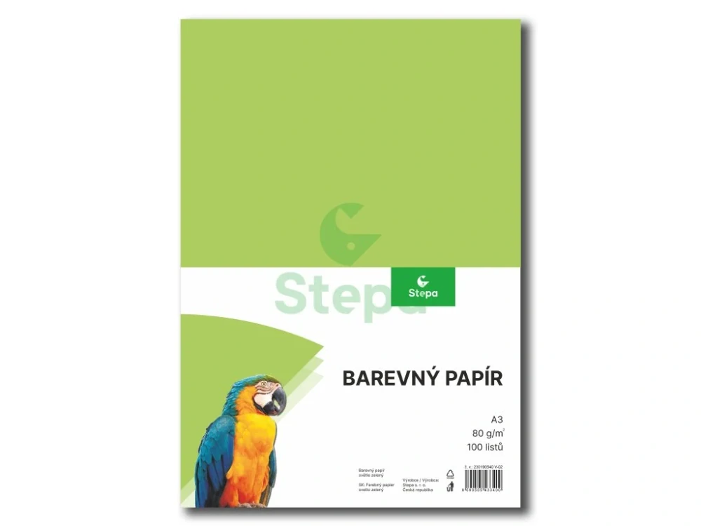 Barevný papír - světle zelený, A3, 80g