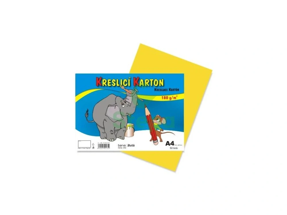 Kreslicí karton - žlutý, A4, 180g