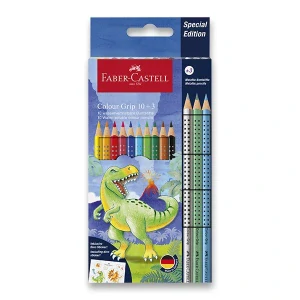 Pastelky Faber-Castell Colour Grip Dinosaurus - souprava, 13 ks