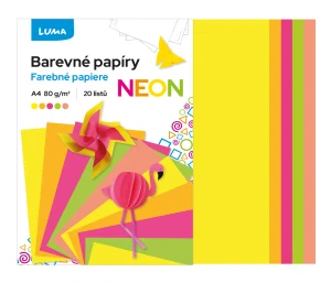 Papír barevný složka A4, 20ks NEON 