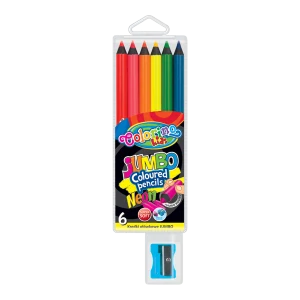 Colorino pastelky kulaté JUMBO, neonové, s ořezávátkem, 6 barev