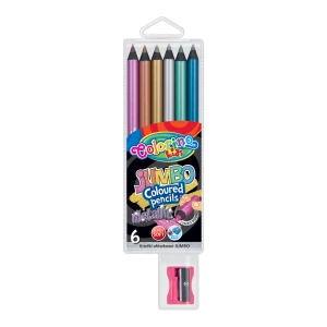Colorino pastelky kulaté JUMBO, metalické, s ořezávátkem, 6 barev