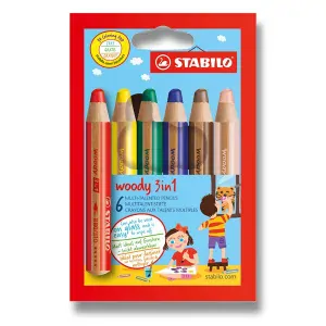 VÝCEÚČELOVÉ PASTELKY STABILO WOODY 3IN1 6KS