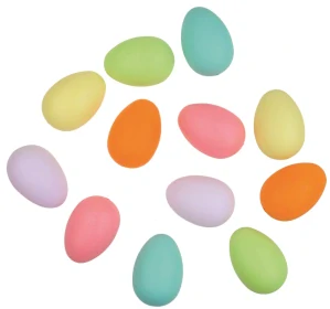 Vajíčka barevná pastel plastová 6 cm bez šňůrky,12 ks v sáčku