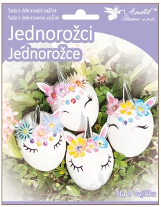 Sada k dekorování 4 ks vajíček - jednorožci
